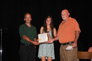 Mike Messner and Brian Herron honoring a Student of the Month